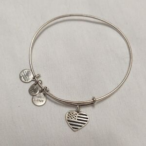 Alex And Ani Silver Tone Heart Flag Charm Bracelet
